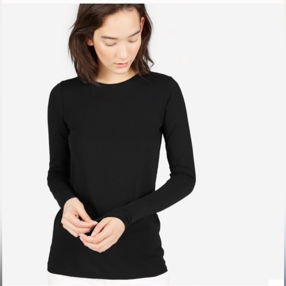EVERLANE BLACK LONG SLEEVE SEMI SHEER TOP SWEATER MEDIUM